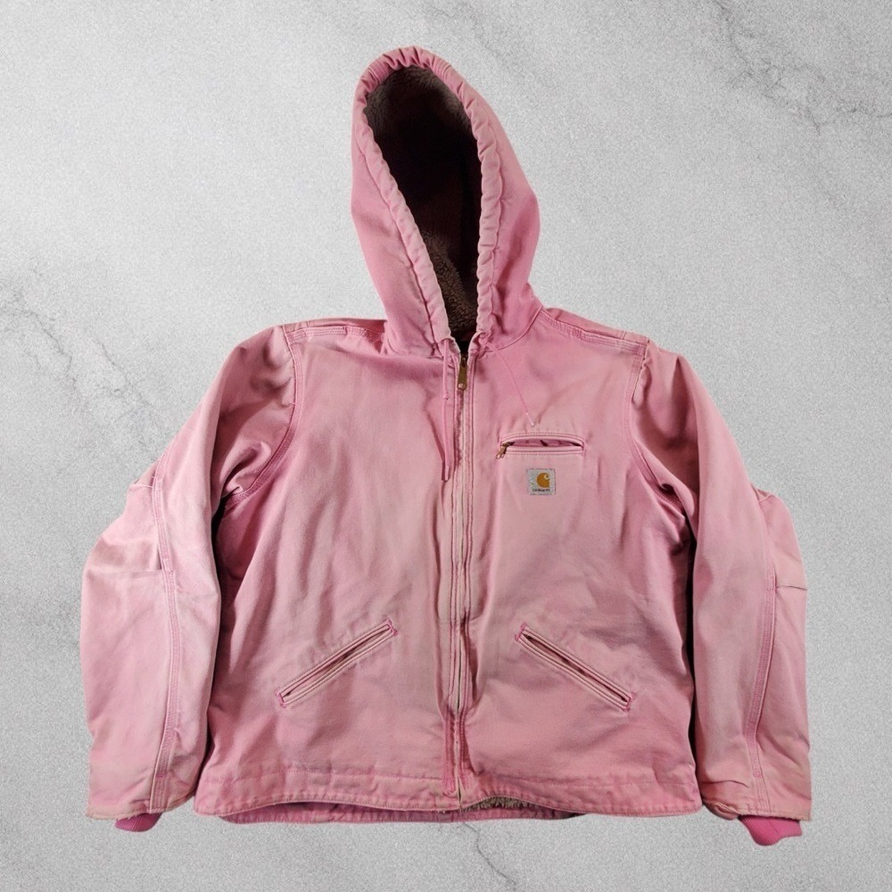 Carhartt Jacket Women XL Pink Hooded Active Detroit WJ141 PKR Pink Rose Workwear